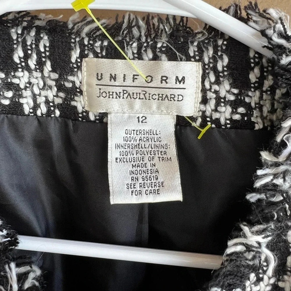 Black and White Tweed Jacket - Women's Size 12 - Picture 2 of 5